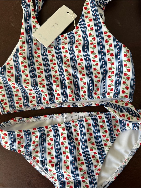 Other - Minnow Strawberry Stripe Bikini Set - Red, Blue, White